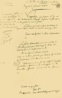 Napoleon Buonaparte Gallery: Draft of the...reestablishment of the Gregorian calendar, 29 August 1805, (1921). Creator: Unknown