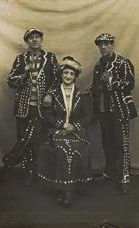 Fundraising Prints: A drag pearly queen and her two kings pose for a group portrait
