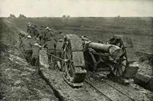 Dragging Gallery: Dragging the Guns to New Advance Positions, (1919). Creator: Unknown