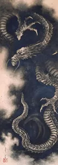 Ink On Paper Gallery: The Dragon among Clouds, 1849. Creator: Hokusai, Katsushika (1760-1849)