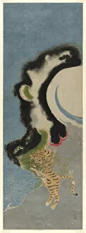 Tiger Collection: Dragon and tiger, c. 1780. Creator: Isoda Koryusai