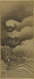 Dragon and waves, Edo period, 1615-1868. Creator: Unknown