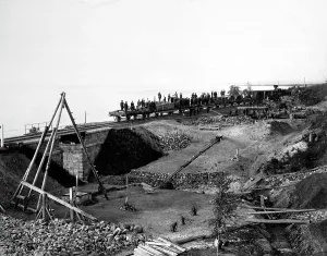 Development Prints: Drainage Work near a Railroad Bridge, 1900-1904. Creator: Unknown