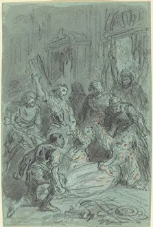 Dore Gustave Prints: A Dramatic Scene with a Fainting Woman. Creator: Gustave Doré