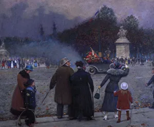 Drapeau allemand porteaux Invalides, c. 1914. Creator: Beraud