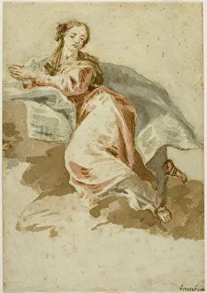 Francesco Salvator Fontebasso Prints: Draped Female Figure at Prayer, n.d. Creator: Francesco Fontebasso