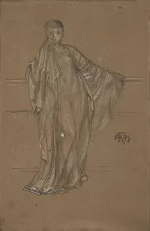 Images Dated 20th August 2021: Draped Figure at a Railing, 1868-1870. Creator: James Abbott McNeill Whistler