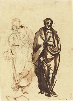 Alberti Cherubino Prints: Draped Figure with a Staff. Creator: Cherubino Alberti