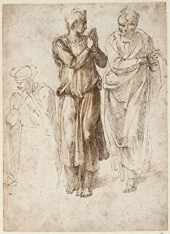 Michelangelo 1475 1564 Prints: Three draped figures, with hands joined