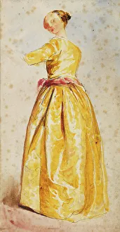 Cox David Prints: Drapery Study For Figure of Woman in Yellow Dress, c1820s. Creator: David Cox the Elder