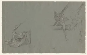 Drapery Study; Two Figures Pulling a Pole, 1785-86. Creator: John Singleton Copley (American