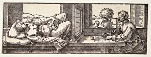 Draughtsman Drawing a Reclining Nude, 1525. Creator: Durer, Albrecht (1471-1528)