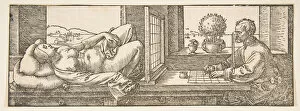 Observing Gallery: Draughtsman Making a Perspective Drawing of a Reclining Woman, ca. 1600
