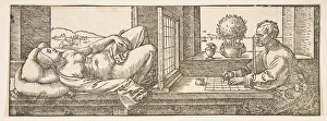 Observing Gallery: Draughtsman Making a Perspective Drawing of a Reclining Woman, ca. 1600