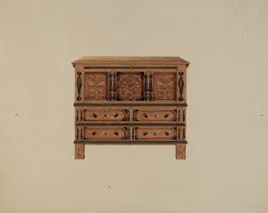 Two Drawer Sunflower Chest - front view, 1936. Creator: Martin Partyka Two Drawer Sunflower Chest - front view, 1936. Creator: Martin Partyka