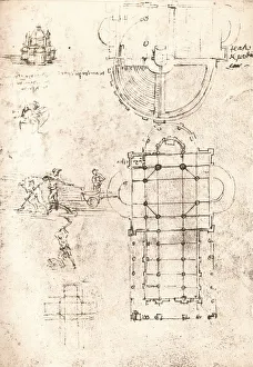 Drawing of churches, c1472-c1519 (1883). Artist: Leonardo da Vinci