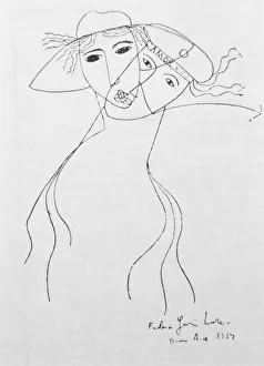 Drawing by Federico Garcia Lorca (1899-1936) held in Buenos Aires to illustrate one