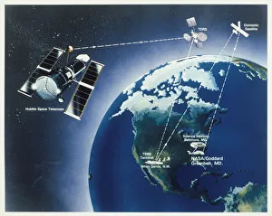 Solar Panel Prints: Drawing of Hubble Telescope, 1980s