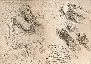Jean Paul Prints: Drawing illustrating the representation of hair falling down in curls