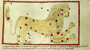 Constellation Prints: Drawing of Leo, the sign of the Zodiac for July, 14th century. Creator: Andolone dal Nero