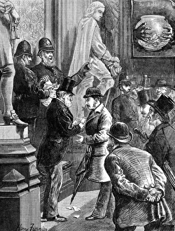 Police Officer Prints: Drawing lots for admission to the Strangers Gallery, House of Commons, 1881