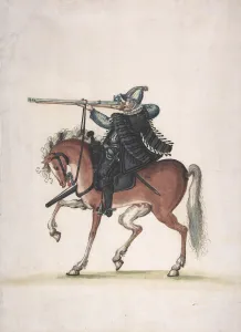 Drawing of a Mounted Arquebusier (Soldier on Horseback), late 16th century Drawing of a Mounted Arquebusier (Soldier on Horseback), late 16th century