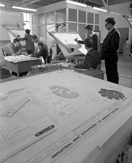 Drawing office scene, Edgar Allens steel foundry, Sheffield, South Yorkshire, 1964