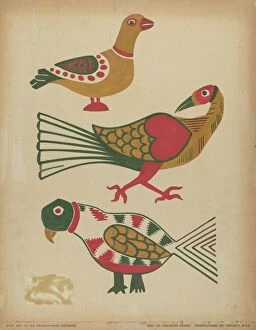 Feather Collection: Drawing for Plate 10: From the Portfolio 'Folk Art of Rural Pennsylvania', c. 1939. Creator: Unknown