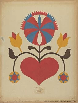 Heart Gallery: Drawing for Plate 13: From the Portfolio 'Folk Art of Rural Pennsylvania', c. 1939. Creator: Unknown