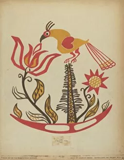 Pa German Gallery: Drawing for Plate 14: From the Portfolio 'Folk Art of Rural Pennsylvania', c. 1939. Creator: Unknown