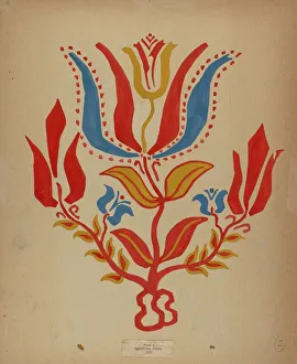 Pa German Gallery: Drawing for Plate 2: From Portfolio 'Folk Art of Rural Pennsylvania', c. 1939. Creator: Unknown