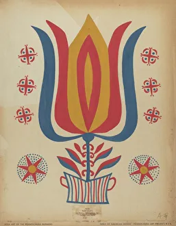 Pa German Gallery: Drawing for Plate 9: From the Portfolio 'Folk Art of Rural Pennsylvania', c. 1939. Creator: Unknown