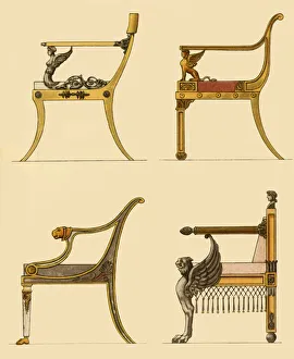 Smith Prints: Drawing room chairs, 1808, (1946). Creator: Unknown