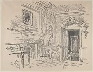 Drawing Room at Cliveden, 1912. Creator: Joseph Pennell
