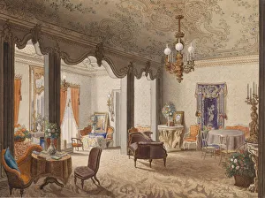 Biedermeier Prints: Drawing Room of Empress Alexandra Feodorovna at the Villa Butera near Palermo, 1846