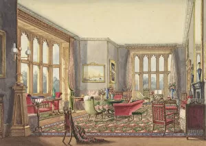 Living Room Gallery: Drawing Room, Guys Cliffe, Warwickshire, 1860. Creator: Anon
