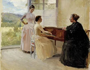 Haikko Porvoo Uusimaa Finland Prints: In the Drawing Room at Haikko, study, 1888. Creator: Albert Edelfelt
