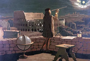 Drawing that shows Copernicus watching the stars in Rome, Nicholas Copernicus (1473-1543) Drawing that shows Copernicus watching the stars in Rome, Nicholas Copernicus (1473-1543)