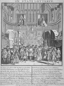 Expectation Prints: Drawing of the state lottery in the Guildhall, City of London, 1739