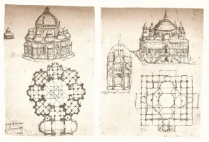 Two drawings of churches, c1472-c1519 (1883). Artist: Leonardo da Vinci