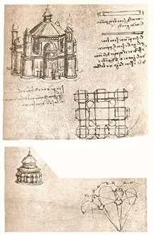 Jean Paul Prints: Two drawings of churches, c1472-c1519 (1883). Artist: Leonardo da Vinci