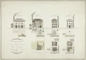 Pump Prints: Drawings of the new steam engine for nine pumps in Hellevoetsluis