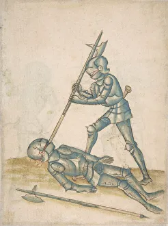 Halberd Prints: Drawings Showing Combat on Foot (Champ Clos), 16th century. Creator: Unknown
