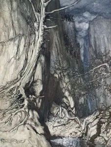 The Valkyrie Prints: There is a dread Dragon he sojourns, and in a cave keeps watch over Alberichs ring, 1910