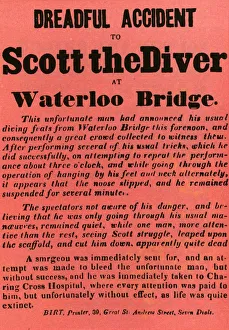 Typeface Gallery: Dreadful Accident to Scott the Diver at Waterloo Bridge, 1841, (1948). Creator: Unknown