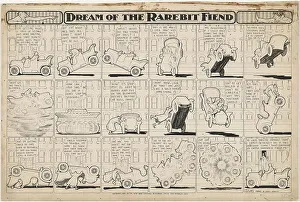 Comic Strip Prints: Dream of the Rarebit Fiend: Bucking Automobile, 1907. Creator: Winsor McCay