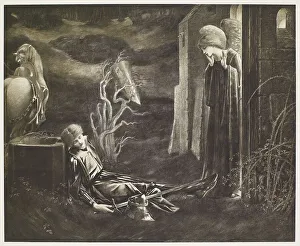 Burne Jones Edward Prints: The Dream of Sir Lancelot at the Chapel of the San Graal, 1895, (1900). Creator: Unknown