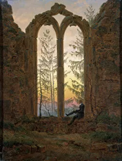 Caspar David Friedrich Gallery: The Dreamer (Ruins of the Oybin), c1835. Artist: Caspar David Friedrich
