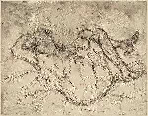 Die Brucke Gallery: Dreaming Girl, 1906. Creator: Ernst Kirchner