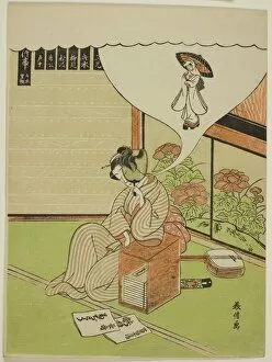 Bookshelf Collection: Dreaming of the Heron Maiden, Japan, c. 1771. Creator: Komai Yoshinobu